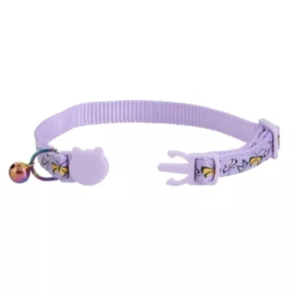 Whisker City NWT Purple Exclusive Butterfly Print Easy Release Adult Cat Collar
